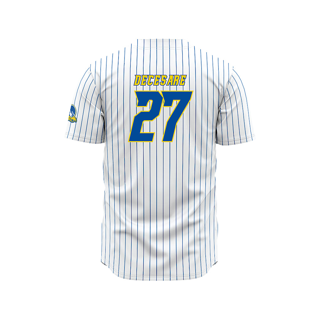 Delaware - NCAA Baseball : Anthony DeCesare - White Pinstripe Jersey-1
