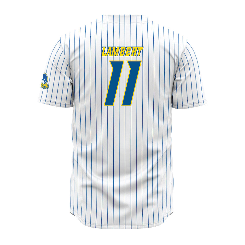 Delaware - NCAA Baseball : Luke Lambert - White Pinstripe Jersey-1