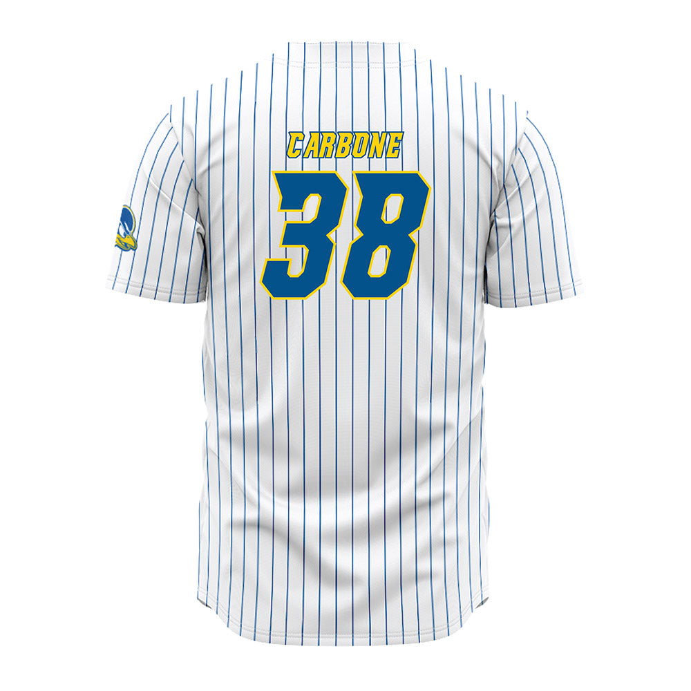 Delaware - NCAA Baseball : Cole Carbone - White Pinstripe Jersey-1