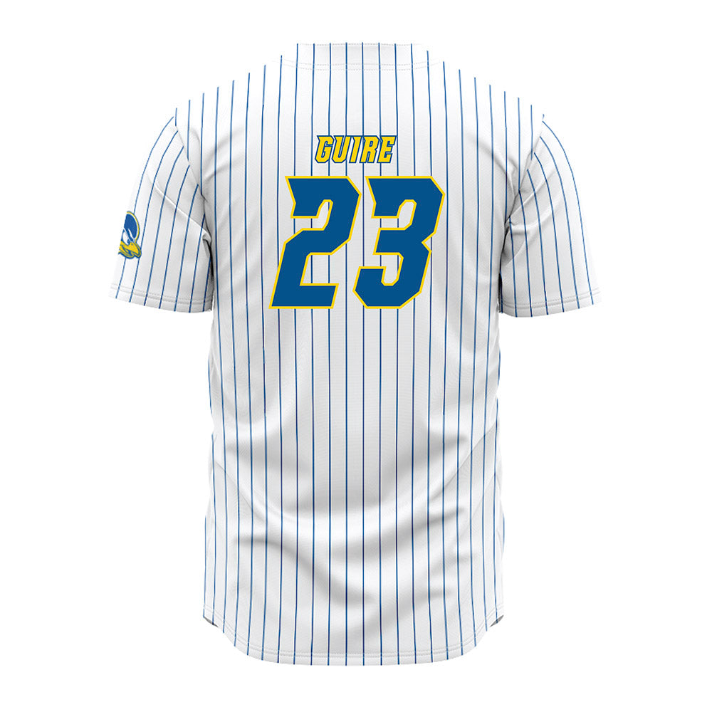 Delaware - NCAA Baseball : Luke Guire - White Pinstripe Jersey-1