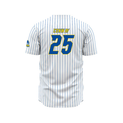 Delaware - NCAA Baseball : Elias Conway - White Pinstripe Jersey-1