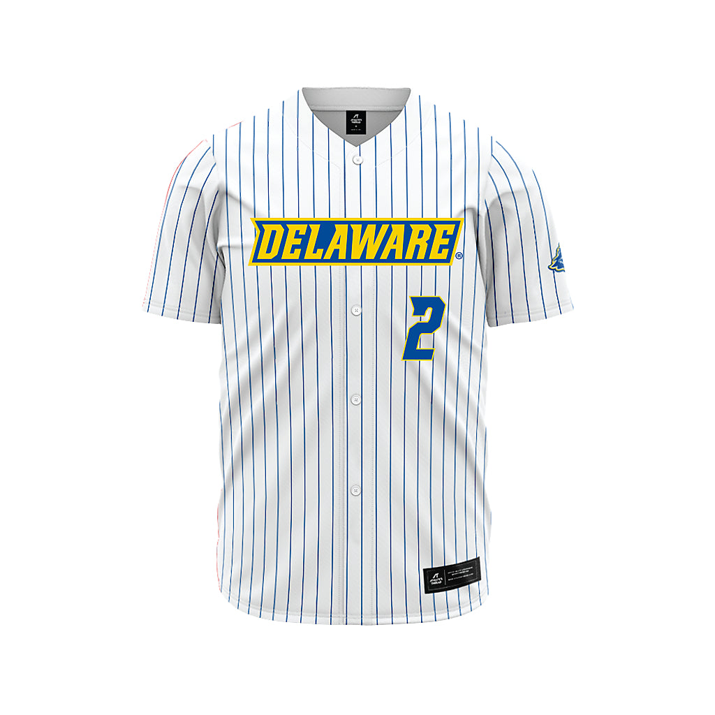 Delaware - NCAA Baseball : Ayden Frey - White Pinstripe Jersey-0