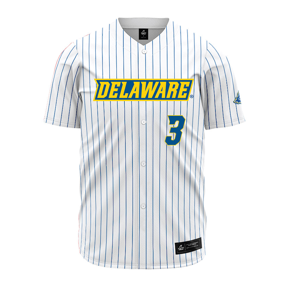 Delaware - NCAA Baseball : Matthew Minckler - White Pinstripe Jersey-0