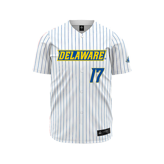 Delaware - NCAA Baseball : Andrew Amato - White Pinstripe Jersey-0