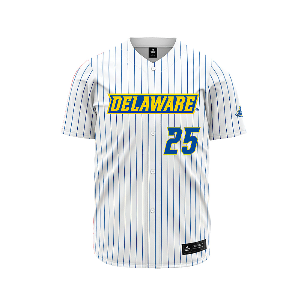 Delaware - NCAA Baseball : Elias Conway - White Pinstripe Jersey-0