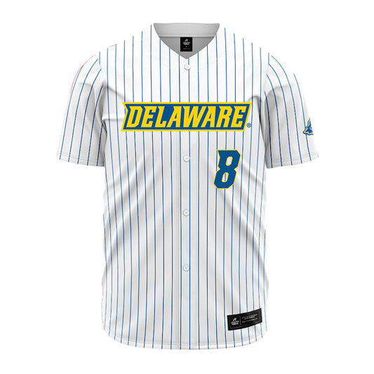 Delaware - NCAA Baseball : Anthony Charles - White Pinstripe Jersey-0