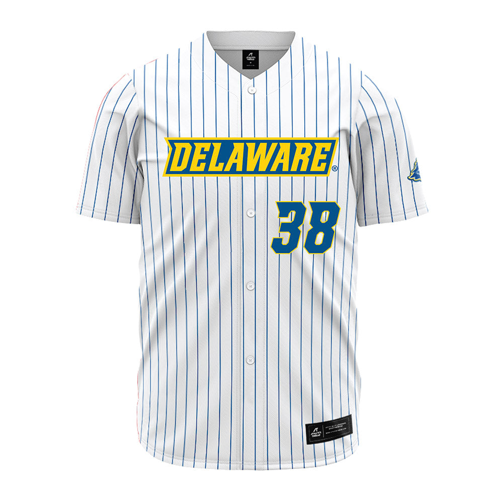 Delaware - NCAA Baseball : Cole Carbone - White Pinstripe Jersey-0
