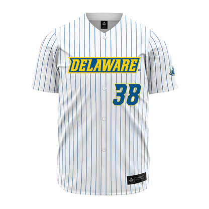 Delaware - NCAA Baseball : Cole Carbone - White Pinstripe Jersey-0