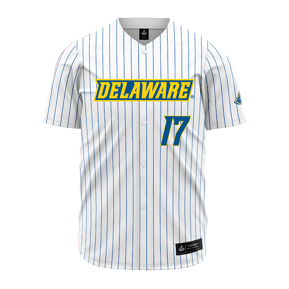 Delaware - NCAA Baseball : Noah Burroughs - White Pinstripe Jersey-0