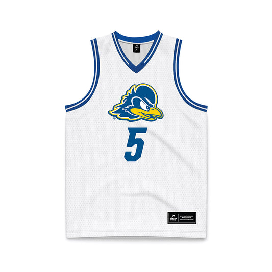 Delaware - NCAA Men's Basketball : Macon Emory - White Basketball Jersey-0