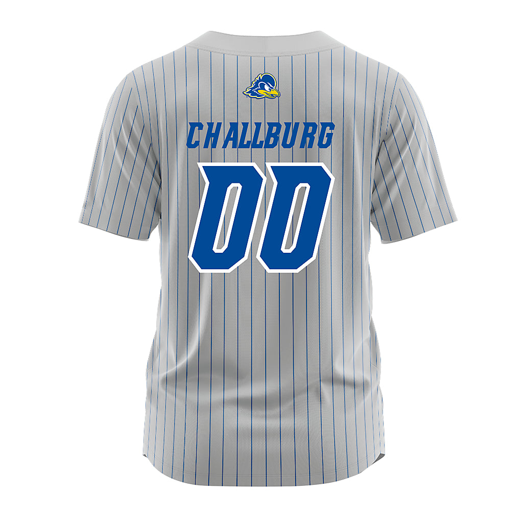 Delaware - NCAA Softball : Karli Challburg - Grey Pinstripe Jersey-1