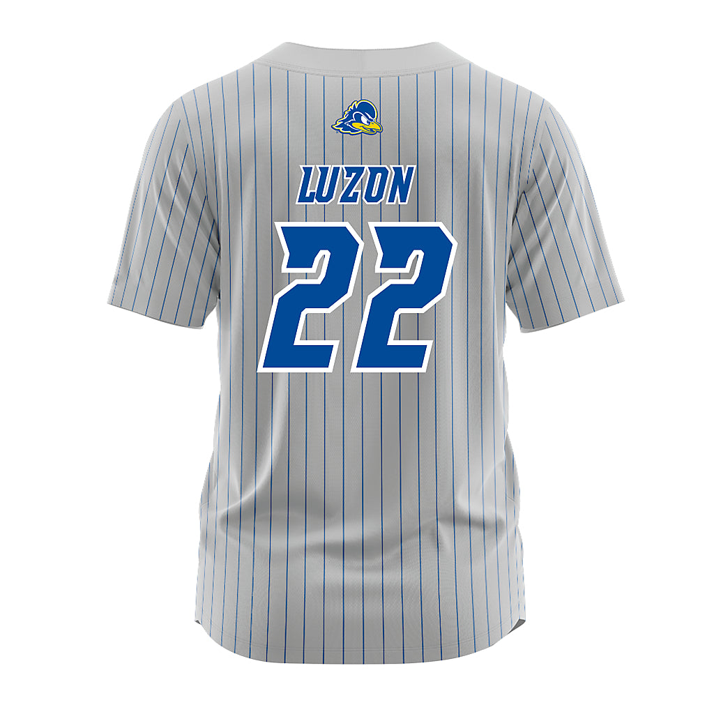 Delaware - NCAA Softball : Kristen Luzon - Grey Pinstripe Jersey-1