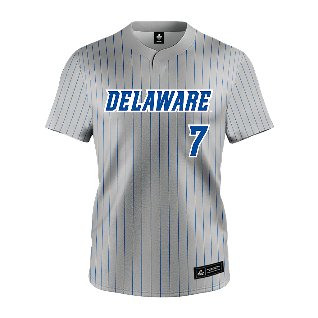 Delaware - NCAA Softball : Emma Denison - Grey Pinstripe Jersey-0