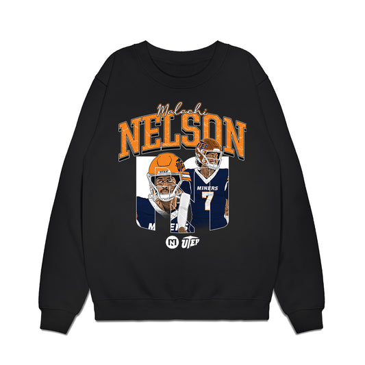 UTEP - NCAA Football : Malachi Nelson - Caricature Premium Crewneck Sweatshirt-0