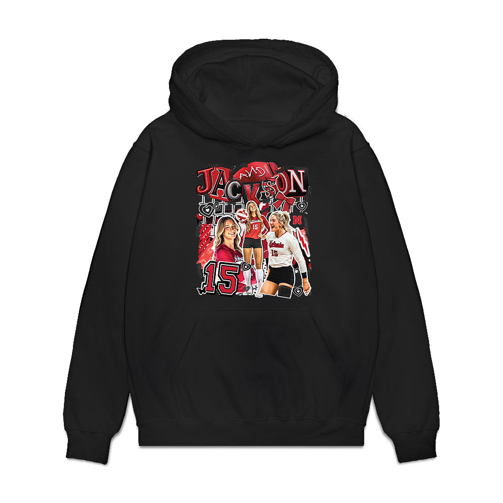 Nebraska - NCAA Women's Volleyball : Andi Jackson - Collage Premium Hooded Sweatshirt-0