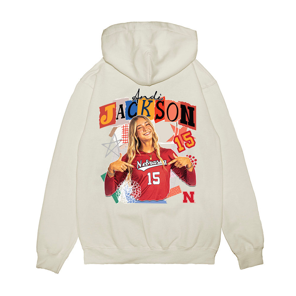 Nebraska - NCAA Women's Volleyball : Andi Jackson - collage Premium Hooded Sweatshirt-1