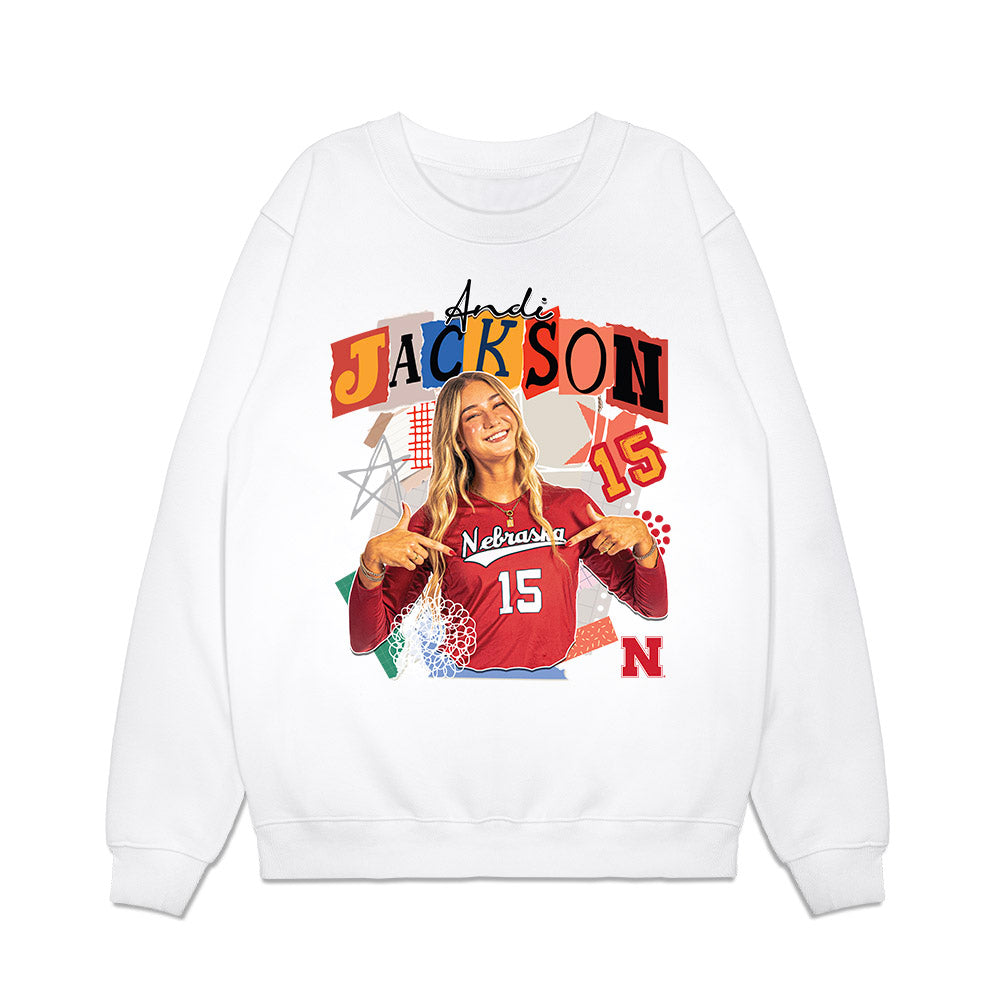 Nebraska - NCAA Women's Volleyball : Andi Jackson - collage Premium Crewneck Sweatshirt-0