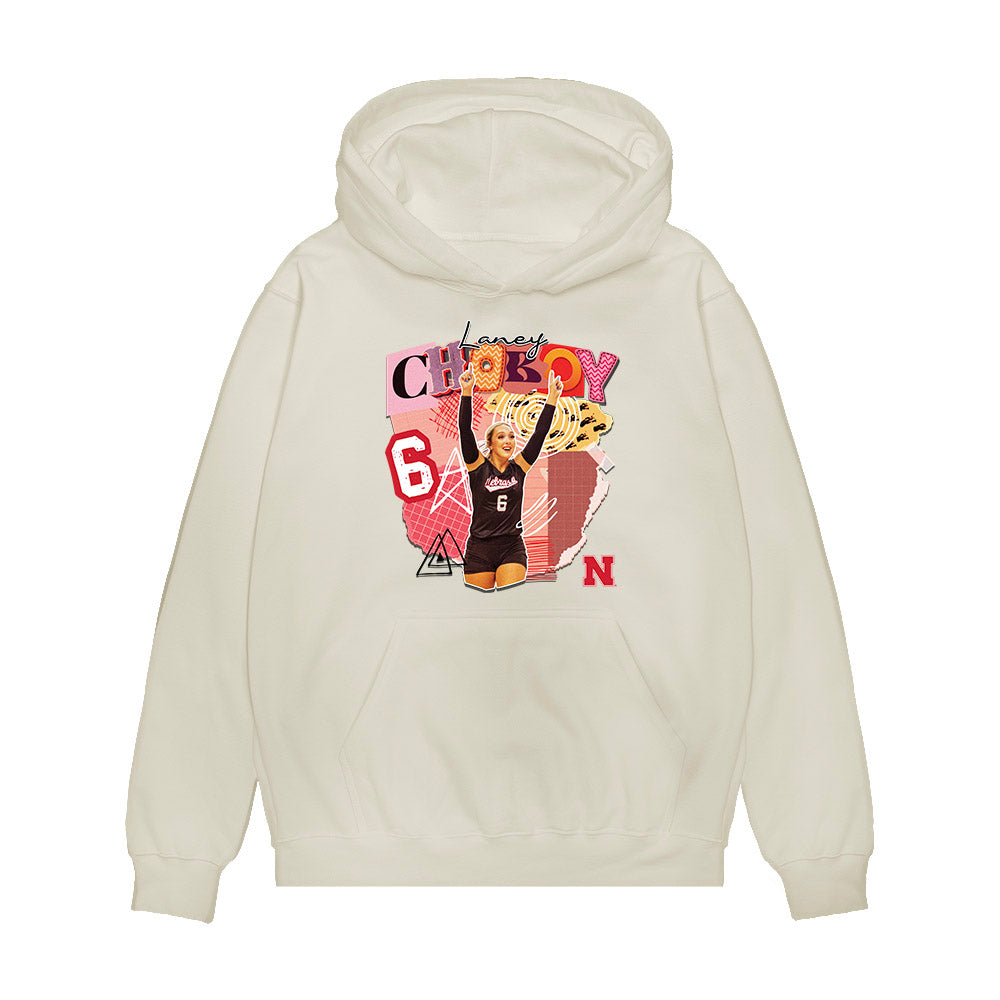 Nebraska - NCAA Women's Volleyball : Laney Choboy - collage Premium Hooded Sweatshirt-0