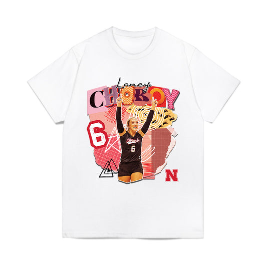 Nebraska - NCAA Women's Volleyball : Laney Choboy - collage Comfort Colors T-Shirt-0