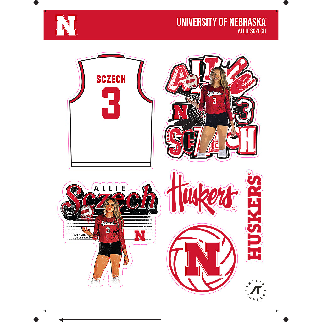 Nebraska - NCAA Women's Volleyball : Allie Sczech - Sticker Sheet-0