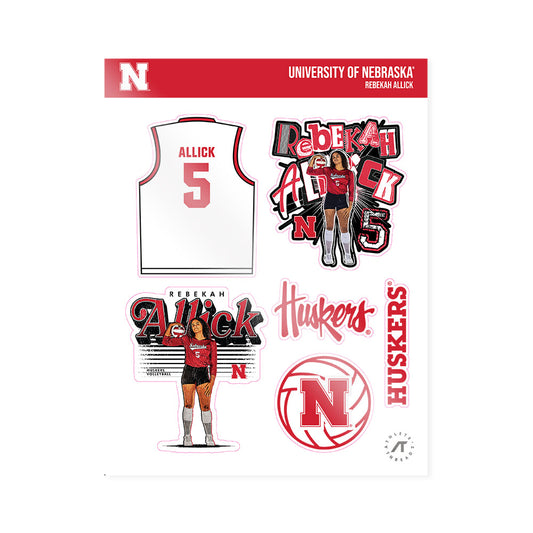 Nebraska - NCAA Women's Volleyball : Rebekah Allick - Sticker Sheet-0