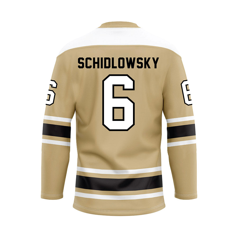 PNW - NCAA Men's Ice Hockey : Brennan Schidlowsky - Gold Hockey Jersey-1