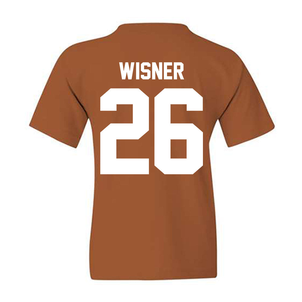 Texas - NCAA Football : Quintrevion Wisner - Horns Up! Youth T-Shirt-1