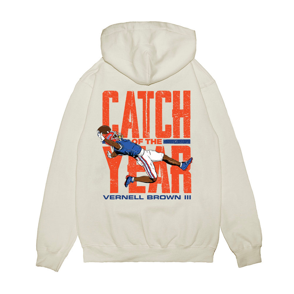 Florida - NCAA Football : Vernell Brown III - Caricature Catch of the Year Premium Hooded Sweatshirt-1