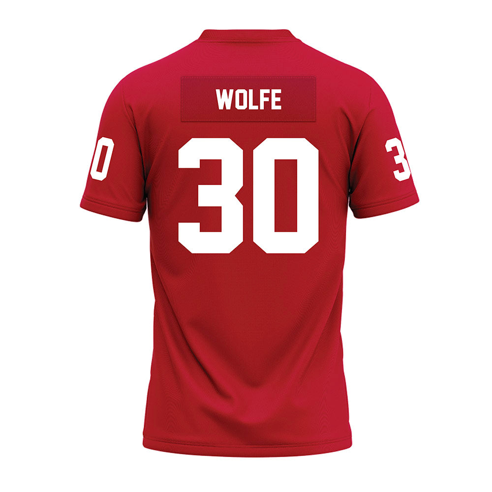 Ohio State - NCAA Football : Preston Wolfe - Red Premium Football Jersey-1