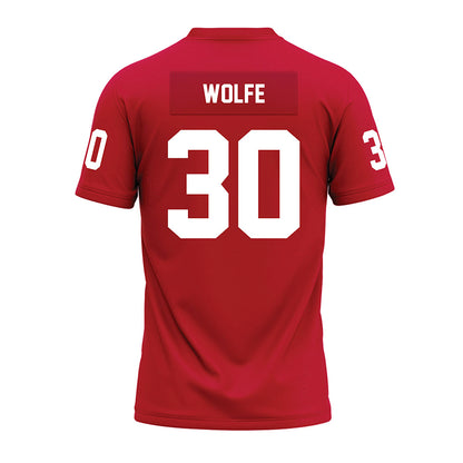 Ohio State - NCAA Football : Preston Wolfe - Red Premium Football Jersey-1