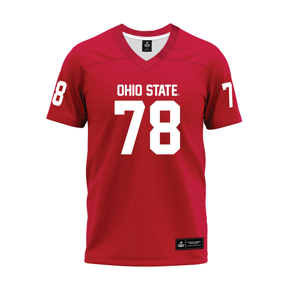 Ohio State - NCAA Football : Ethan Onianwa - Red Premium Football Jersey-0