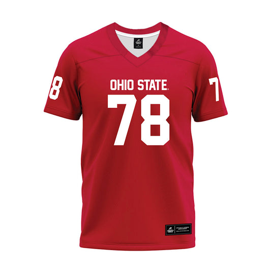 Ohio State - NCAA Football : Ethan Onianwa - Red Premium Football Jersey-0