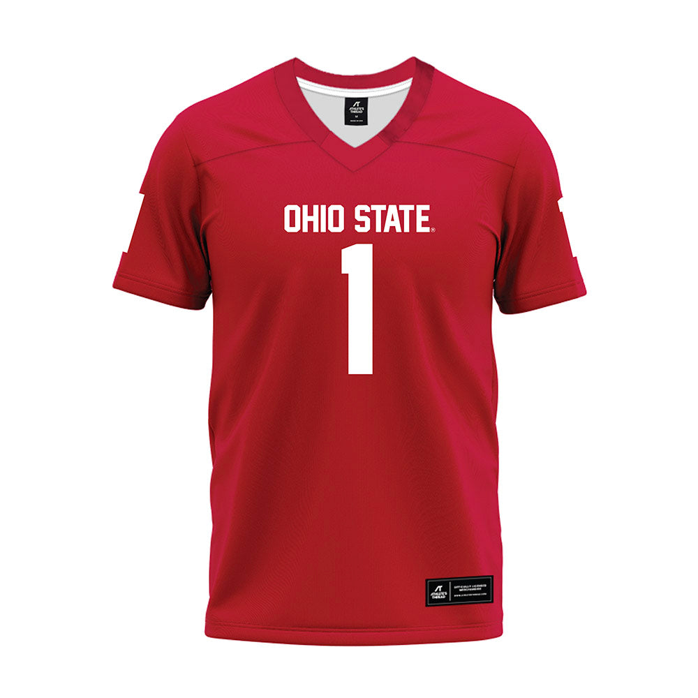 Ohio State - NCAA Football : Davison Igbinosun - Red Premium Football Jersey-0