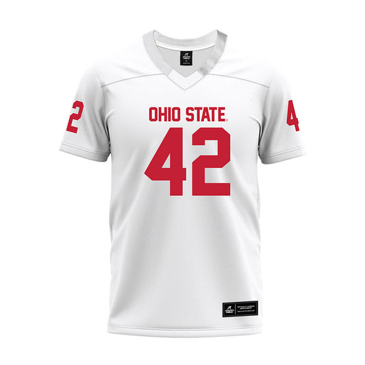 Ohio State - NCAA Football : Joe McGuire - White Premium Football Jersey-0