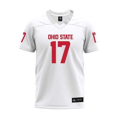 Ohio State - NCAA Football : Carnell Tate - White Premium Football Jersey-0