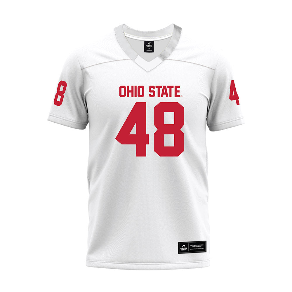 Ohio State - NCAA Football : Logan George - White Premium Football Jersey-0