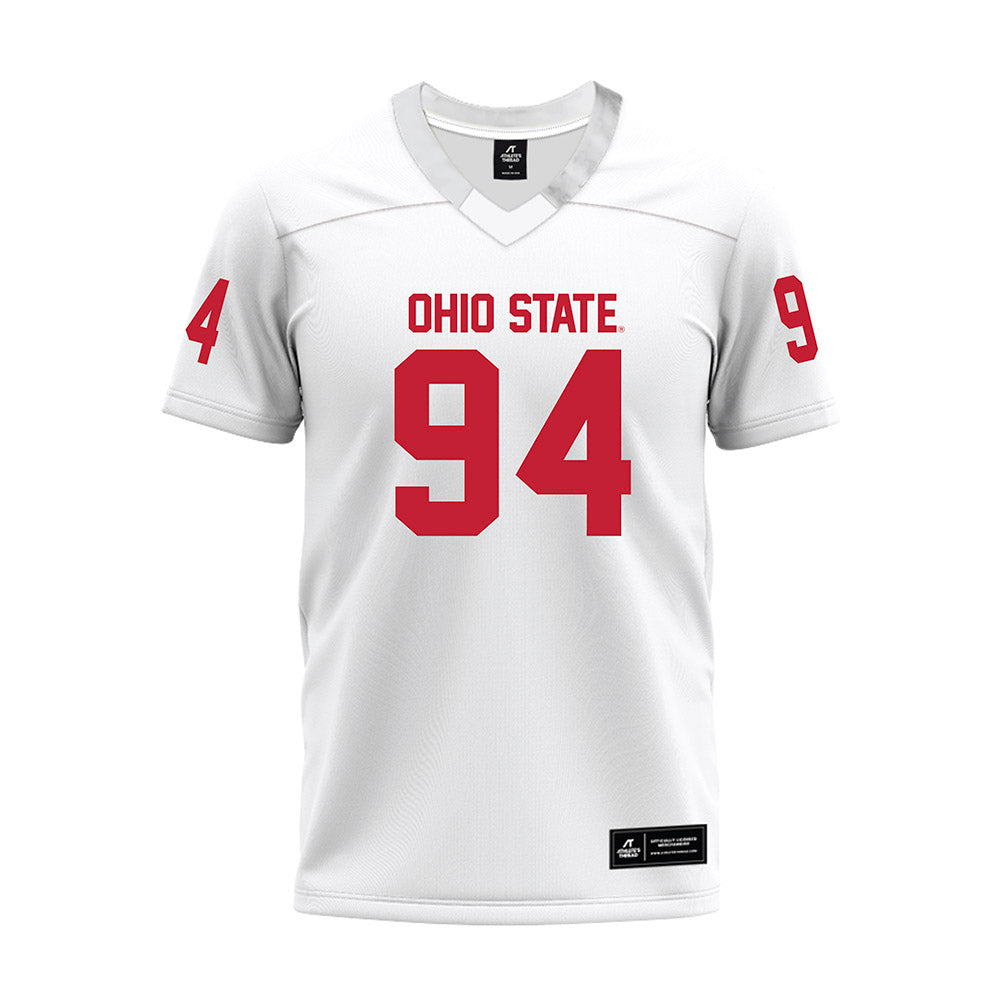 Ohio State - NCAA Football : Jason Moore - White Premium Football Jersey-0