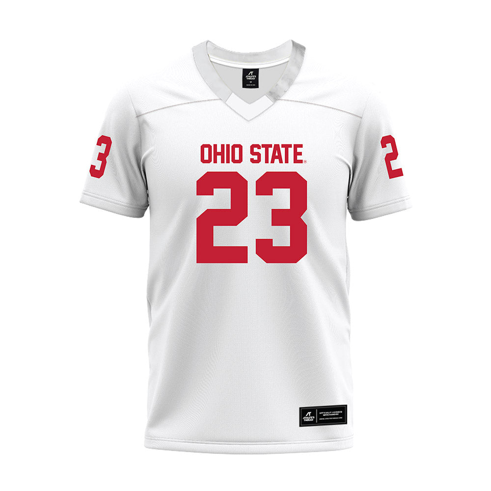 Ohio State - NCAA Football : Nolan Baudo - White Premium Football Jersey-0