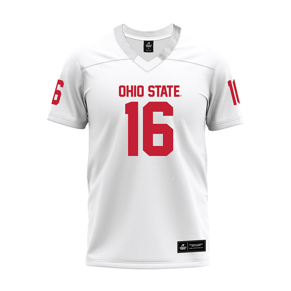 Ohio State - NCAA Football : Keenan Nelson Jr - White Premium Football Jersey-0