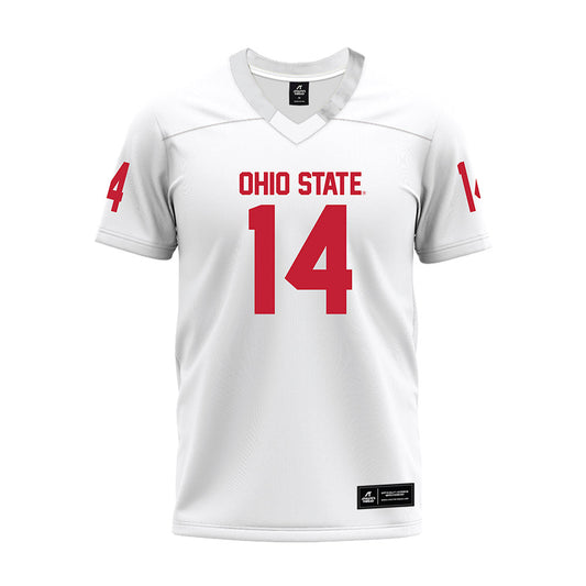 Ohio State - NCAA Football : Trey Robinette - White Premium Football Jersey-0