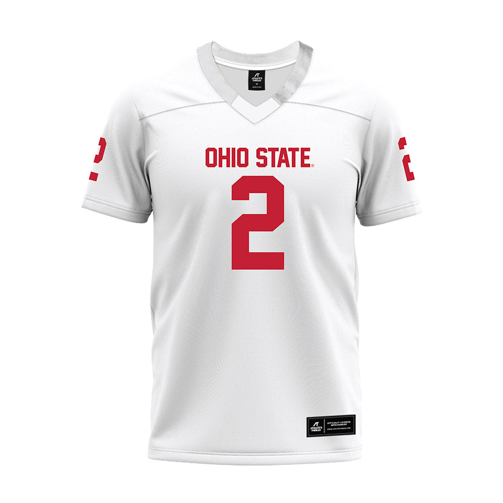 Ohio State - NCAA Football : Caleb Downs - White Premium Football Jersey-0