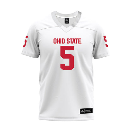 Ohio State - NCAA Football : Aaron Scott Jr - White Premium Football Jersey-0