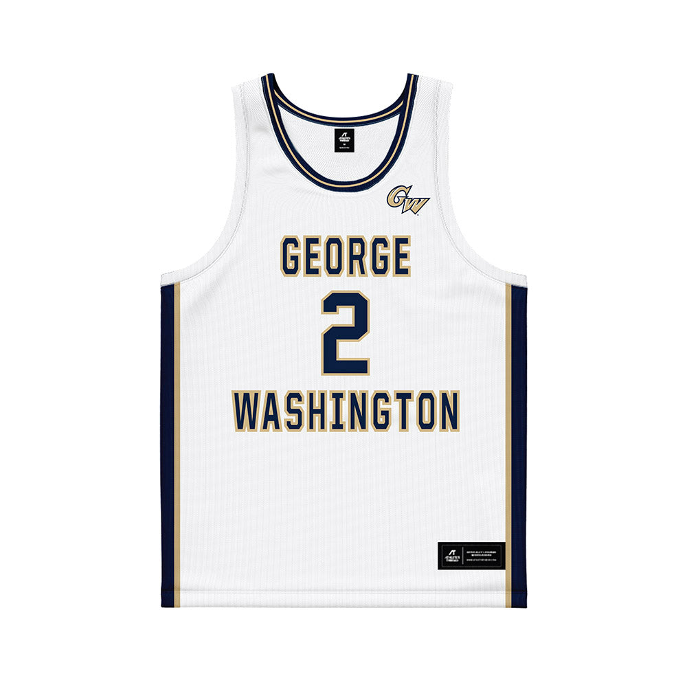 GWU - NCAA Men's Basketball : Christian Jones - White Basketball Jersey-0