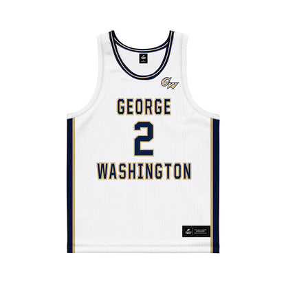 GWU - NCAA Men's Basketball : Christian Jones - White Basketball Jersey-0