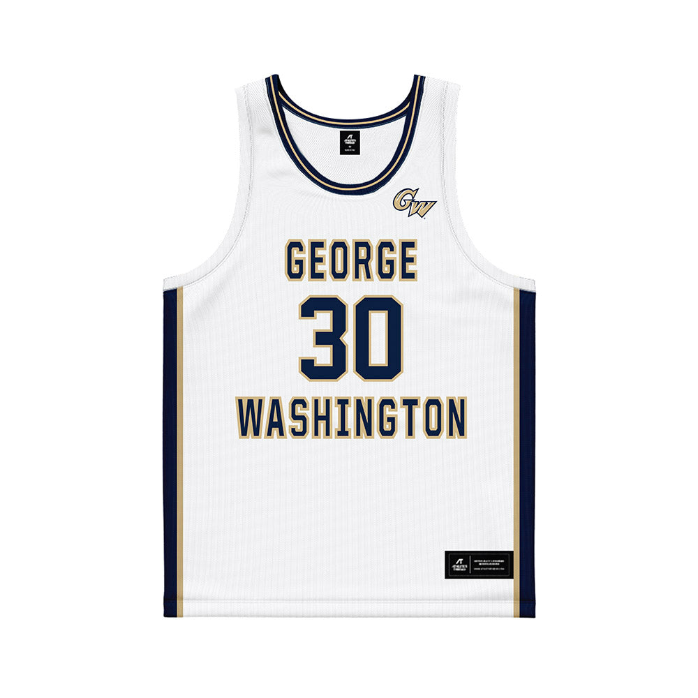 GWU - NCAA Men's Basketball : Rafael Castro - White Basketball Jersey-0