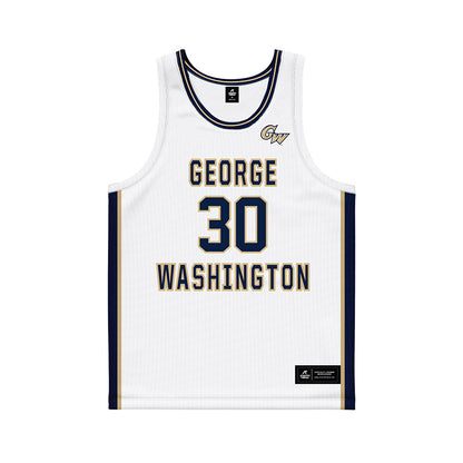 GWU - NCAA Men's Basketball : Rafael Castro - White Basketball Jersey-0