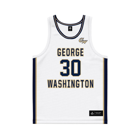GWU - NCAA Men's Basketball : Rafael Castro - White Basketball Jersey-0