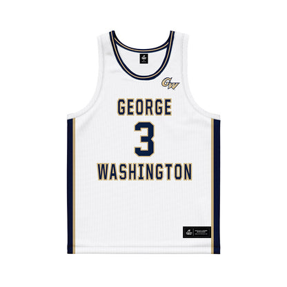 GWU - NCAA Men's Basketball : Tre Dinkins - White Basketball Jersey-0