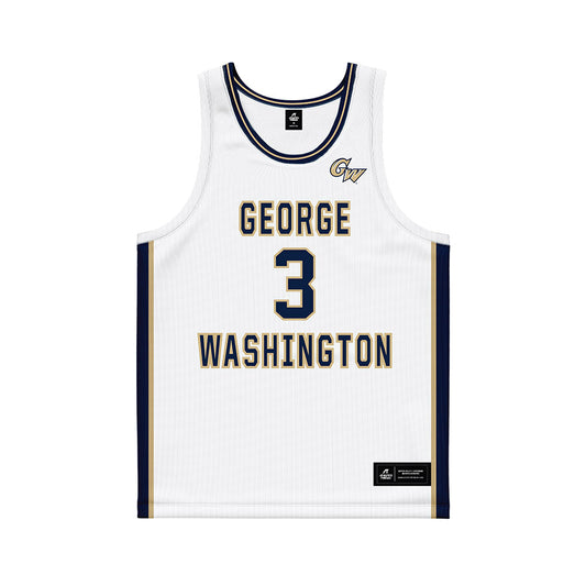 GWU - NCAA Men's Basketball : Tre Dinkins - White Basketball Jersey-0