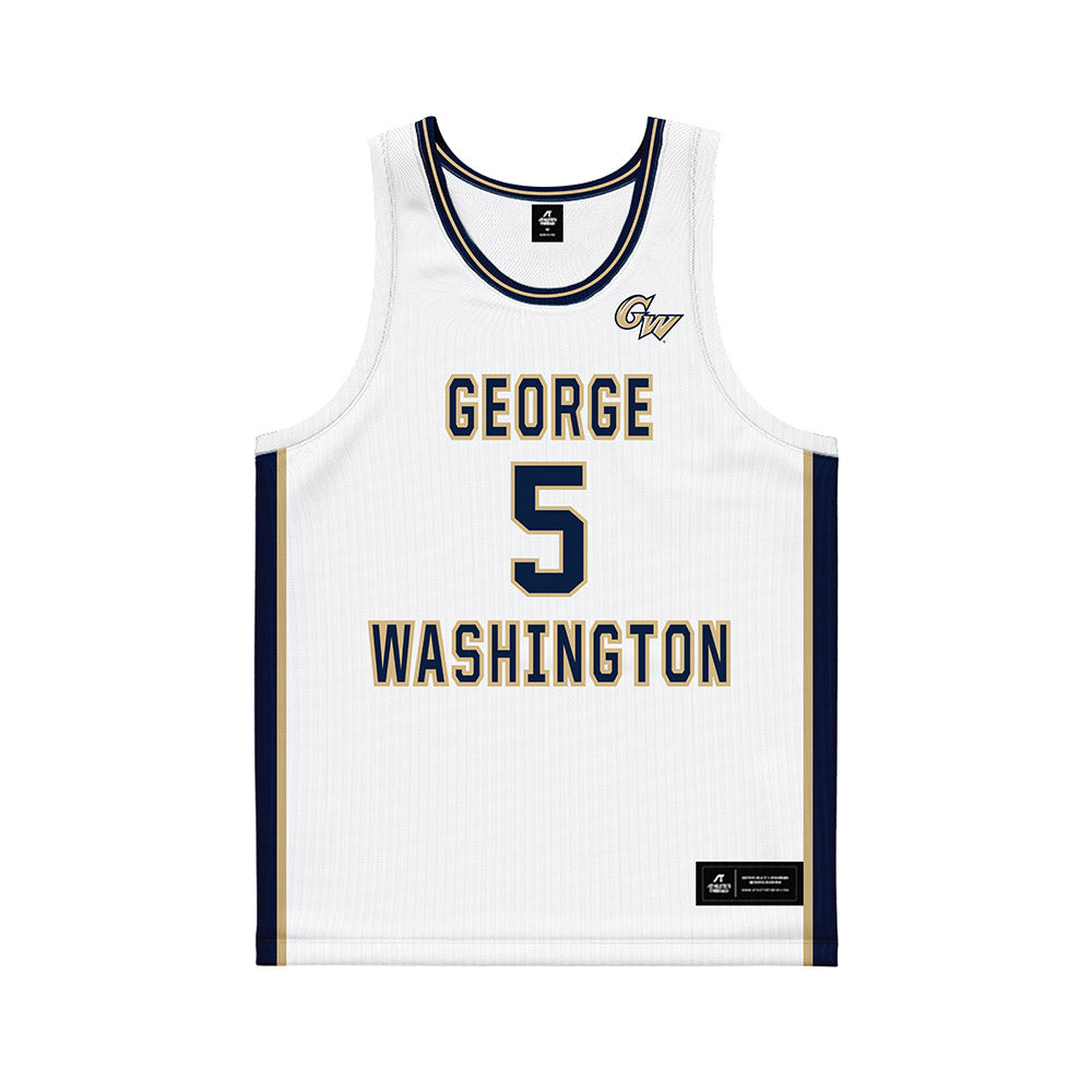 GWU - NCAA Men's Basketball : Ty Bevins - White Basketball Jersey-0